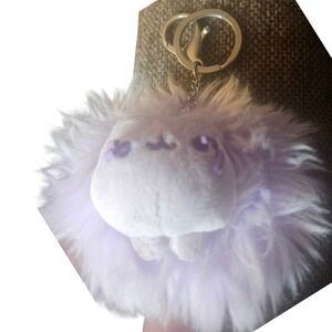 Pusheen Faux Fur Pom Pom Keychain Charm Lilac Purple Cat Official Plush